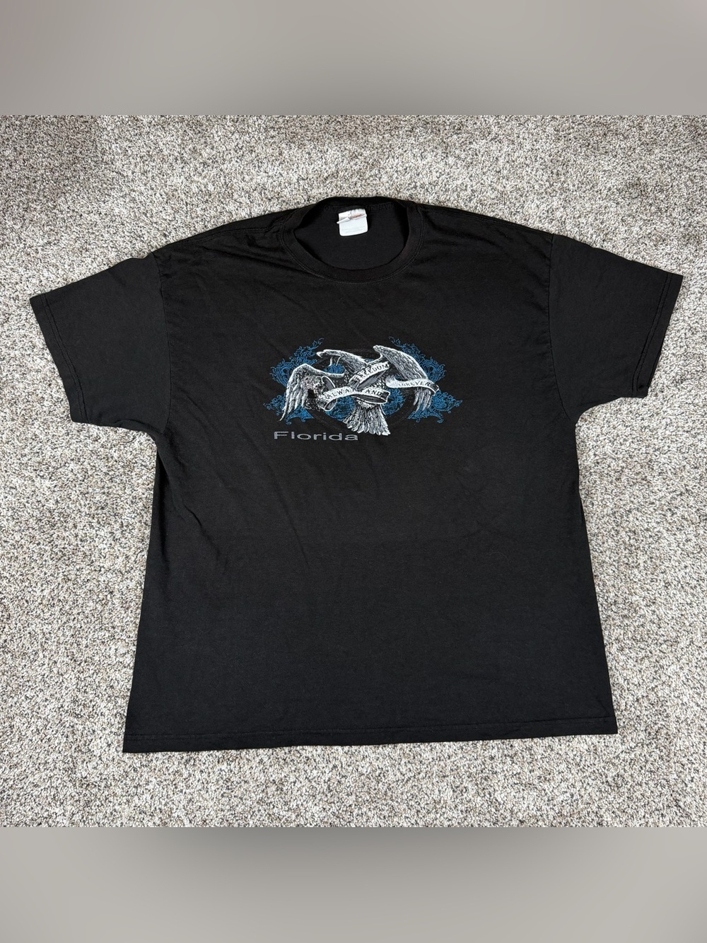 Sz XL Men’s Hanes 50/50 Florida Freedom Forever Short Sleeve Graphic Shirt Black